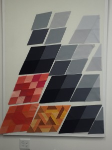 Photo of grey background pieces and blocks 